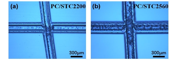 图1 PC/Silicone附着力测试后表面形貌 